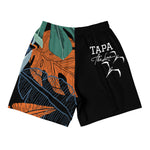 Toloa Collection: Color Block Tropical Leaves/Black Toloa Shorts