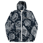 Toloa Collection: Men’s Navy Blue Seashell by the Seashore Toloa windbreaker jacket