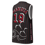 Toloa Collection: Red/Black pinstripe Manuia Jersey