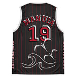 Toloa Collection: Red/Black pinstripe Manuia Jersey
