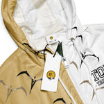 Toloa Collection: Womens Green pinstripe /Sandy Beach/Coconut Cream Windbreaker Jacket