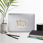 Brown Outline "HELLA POLY" Stickers