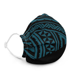Premium Half/Half Tatau NifoOti face mask - Teal/Black