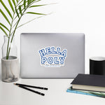 Blue Outline "HELLA POLY" Stickers